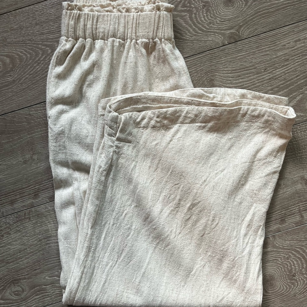 Petal and Pup Women's Elenor Linen Wide-Leg High-Rise Pants In Beige Size M